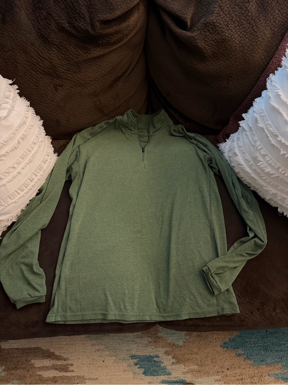 Arborwear | Men's | Olive Green Quarter-Zip Long Sleeve Shirt